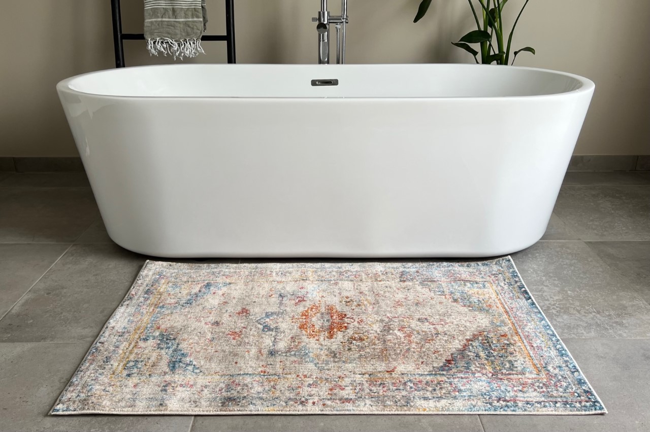 Grote badmat met zachte pool aardetinten (120cm x 70cm) nr.2315