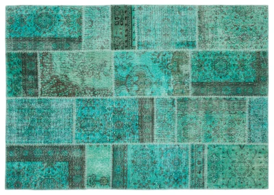 patchwork vloerkleed turquoise nr.20638 231cm x 162cm 