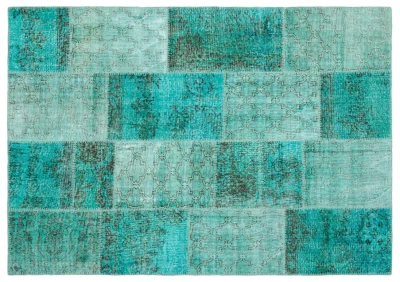 patchwork vloerkleed turquoise nr.20642 231cm x 161cm 